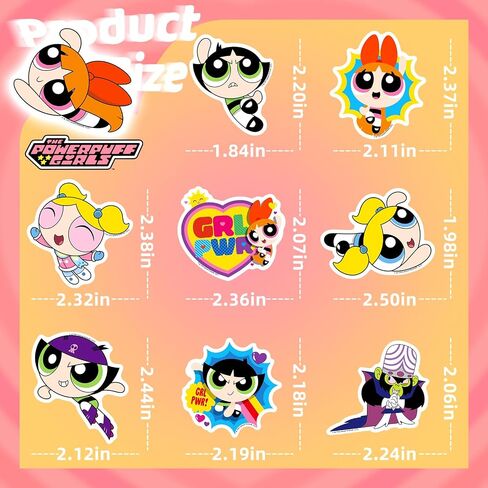 ملصقات PowerPuff Girls للأطفال - 50 بكسل ملصقات زجاجة ماء لطيفة للفتيات ، وشارات الفينيل المقاومة للماء للكمبيوتر المحمول ، والأمتعة ، ولوحة التزلج ، وحالة الهاتف ، وفضل حفلات الأطفال ، والهدايا للفتيات والشباب in Kuwait