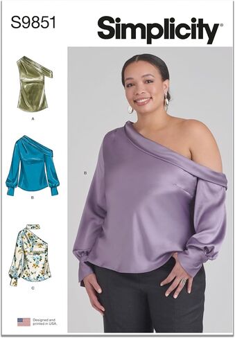 Simplicity Misses' and Women's One Shoulder Tops Sewing Pattern Packet, Sizes 20W-22W-24W-26W-28W, Multicolor in Saudi Arabia