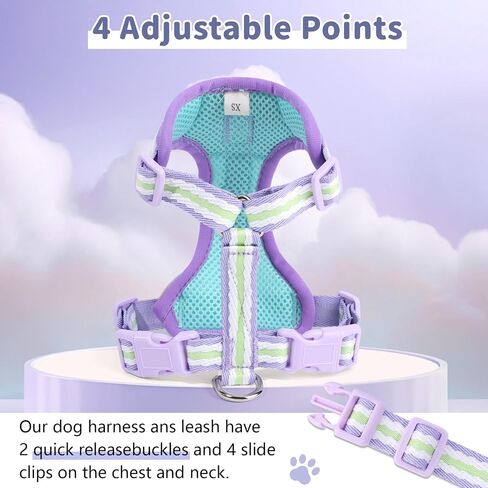 No Pull Dog Harness and Leash Set,Adjustable Dog Vest Harness for Small Medium Large Size Dogs,Breathable and Soft Escape-Proof Puppy Harness with 2 Buckles in Saudi Arabia