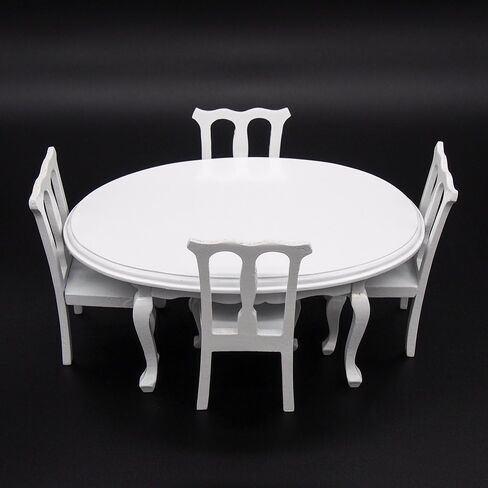 Odoria 1:12 Miniature Round Table and 4 Dining Chairs Dollhouse Kitchen Furniture Accessories in Saudi Arabia