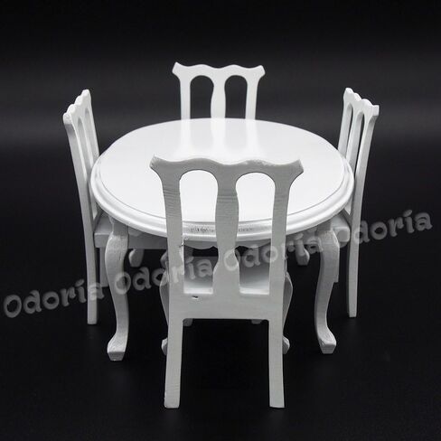 Odoria 1:12 Miniature Round Table and 4 Dining Chairs Dollhouse Kitchen Furniture Accessories in Saudi Arabia