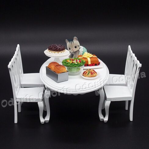 Odoria 1:12 Miniature Round Table and 4 Dining Chairs Dollhouse Kitchen Furniture Accessories in Saudi Arabia