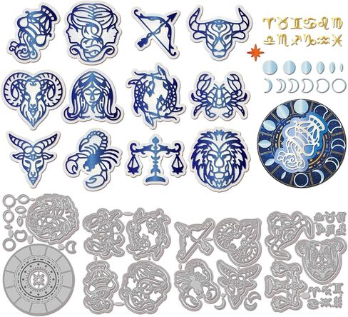 Globleland اثني عشر كوكبة قطع يموت من أجل DIY Scrapbooking Metal Moon Stars Cut Die Stars Die Cuts لتصنيع البطاقات تصوير ألبوم الصور الحرف الداكن in Saudi Arabia
