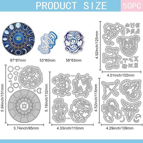Globleland اثني عشر كوكبة قطع يموت من أجل DIY Scrapbooking Metal Moon Stars Cut Die Stars Die Cuts لتصنيع البطاقات تصوير ألبوم الصور الحرف الداكن in Saudi Arabia