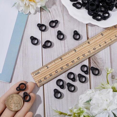 GorgeCraft 50pcs مضادات السيليكون حلقات مطاطية 8 ملم قطرها أسود غير معاد أو حلقات متعددة الأغراض قلادة قابلة للتعديل لقلادة حبل الحبل سلاسل المفاتيح اللوازم المكتبية in Saudi Arabia