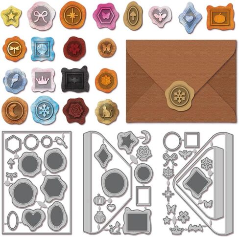 Globleland Wax Seal Seal Envelope Dies Dies for DIY Scrapbooking Metal Vintage Envelope Cut Dies Flowers Butterfly Die Cuts for Card Making Photo Photo Album Decor in Saudi Arabia