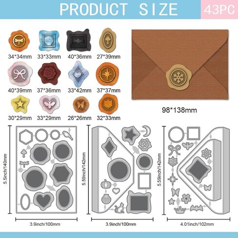 Globleland Wax Seal Seal Envelope Dies Dies for DIY Scrapbooking Metal Vintage Envelope Cut Dies Flowers Butterfly Die Cuts for Card Making Photo Photo Album Decor in Saudi Arabia