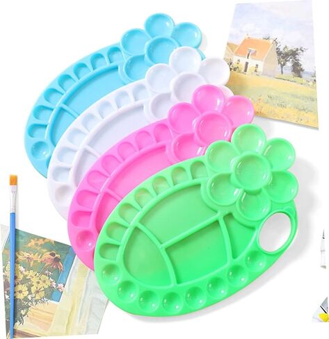 Gadpiparty 8Pcs Plastic Paint Mixing Palette Durable Non Deformable Color Mixing Tray for Artists Lightweight and Easy to Clean for Watercolor and Painting in Saudi Arabia