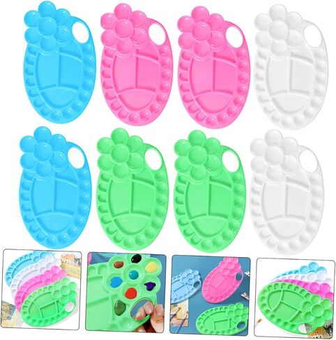 Gadpiparty 8Pcs Plastic Paint Mixing Palette Durable Non Deformable Color Mixing Tray for Artists Lightweight and Easy to Clean for Watercolor and Painting in Saudi Arabia