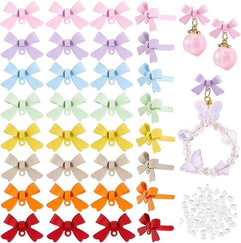ph pandahall 48pcs stud arics arrings bow bow arring arring posts bow ropring septends with loop for diy cute bowknot jews in Saudi Arabia