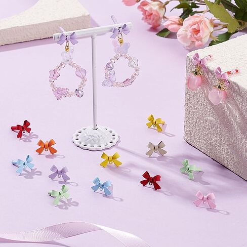ph pandahall 48pcs stud arics arrings bow bow arring arring posts bow ropring septends with loop for diy cute bowknot jews in Saudi Arabia