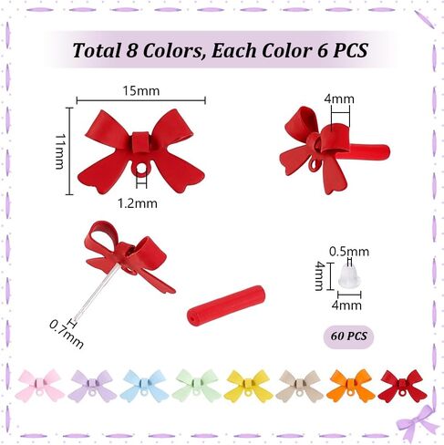 ph pandahall 48pcs stud arics arrings bow bow arring arring posts bow ropring septends with loop for diy cute bowknot jews in Saudi Arabia