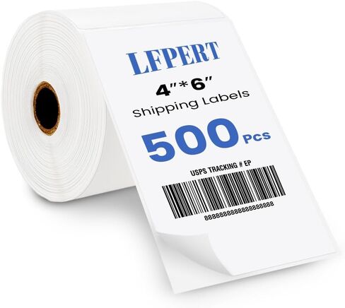 4x6 ملصقات الشحن الحراري Fanfold - ملصقات ورق شحن لاصقة ، متوافقة مع حمار وحشي و Rollo ، رسائل البريد الحرارية المباشرة ، (500/1 مكدس) in Kuwait