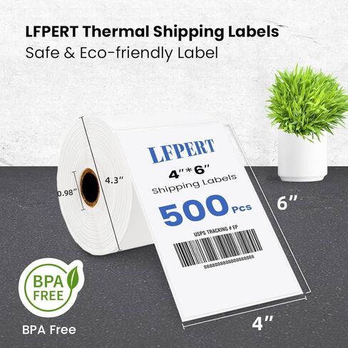 4x6 ملصقات الشحن الحراري Fanfold - ملصقات ورق شحن لاصقة ، متوافقة مع حمار وحشي و Rollo ، رسائل البريد الحرارية المباشرة ، (500/1 مكدس) in Kuwait