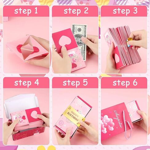 Neioaas عيد ميلاد مفاجأة نقد الهدايا مربع الأموال المنفجر - مربع مقطع النقود البوب ​​مع حلويات ، فريدة من نوعها قابلة للطي كذاب مظروف أحمر للسيدات للرجال عناصر حفلة عيد ميلاد (10 صناديق كذاب ، أسود) in Kuwait