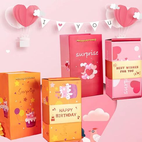 Neioaas عيد ميلاد مفاجأة نقد الهدايا مربع الأموال المنفجر - مربع مقطع النقود البوب ​​مع حلويات ، فريدة من نوعها قابلة للطي كذاب مظروف أحمر للسيدات للرجال عناصر حفلة عيد ميلاد (10 صناديق كذاب ، أسود) in Kuwait