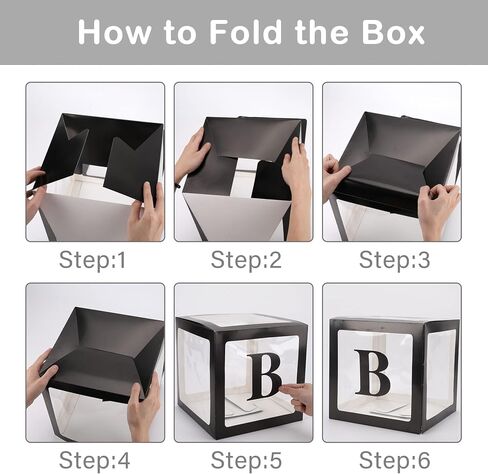CJT Baby Boxes with Letters for Baby Shower,Clear Baby Shower Decorations Block Boxes,Transparent Balloon Box Backdrop for Birthday Party,4PCS(Black) in Saudi Arabia