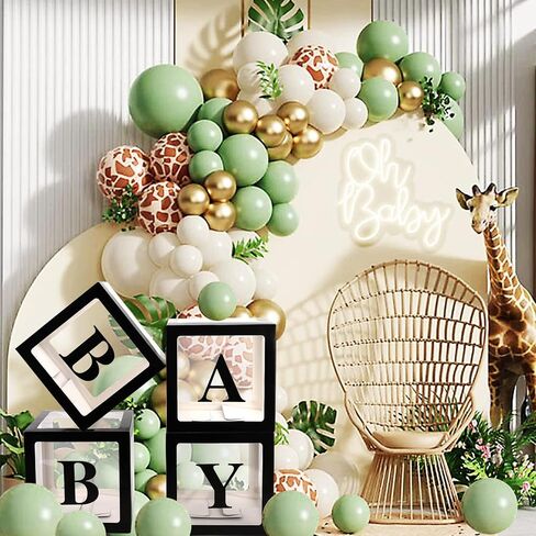 CJT Baby Boxes with Letters for Baby Shower,Clear Baby Shower Decorations Block Boxes,Transparent Balloon Box Backdrop for Birthday Party,4PCS(Black) in Saudi Arabia