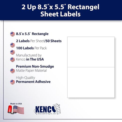 ملصقات Kenco Premium White Address Shipping UPC Laser/Inkjet مصنوعة في الولايات المتحدة الأمريكية (4 بوصة × 6 بوصة 200 ملصق) in Saudi Arabia