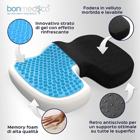 bonmedico Firm Orthopedic Donut Pillow and Home Office Soft Seat Cushion (Large Black Orthopedic Cushion) in Saudi Arabia