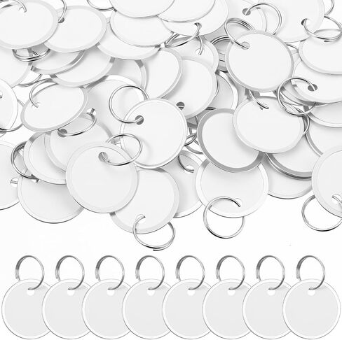 50 PCS Metal Key Label علامات مع حلقة - 1.57 بوصة حول الورق مفتاح العلامات علامات مفتاح قابلة للكتابة على الوجهين in Saudi Arabia