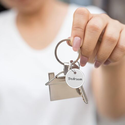 50 PCS Metal Key Label علامات مع حلقة - 1.57 بوصة حول الورق مفتاح العلامات علامات مفتاح قابلة للكتابة على الوجهين in Saudi Arabia
