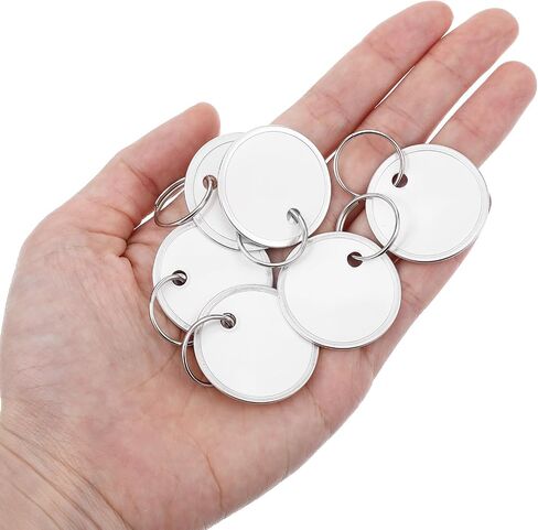 50 PCS Metal Key Label علامات مع حلقة - 1.57 بوصة حول الورق مفتاح العلامات علامات مفتاح قابلة للكتابة على الوجهين in Saudi Arabia