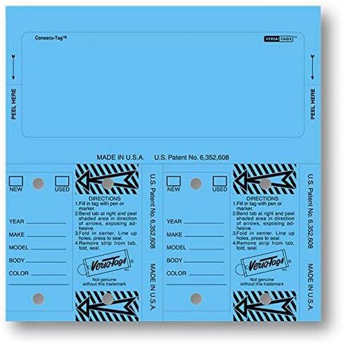 Generic Blue Blank Consecu-Tag Versa Tags 2 Key Tags 1 Stock TAG Window WINDSHEILD Sticker CAR LOT AUTO Dealer Supplies in Saudi Arabia