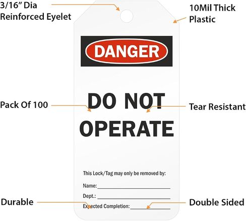 حزمة SmartSign من 100 "الخطر - مغلق ، لا تقم بإزالة" علامات السلامة ذات الجوانب في مربع الموزع | 3 "× 6.25" بلاستيك in Saudi Arabia