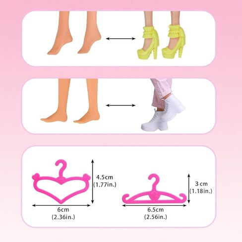 35 PCS Doll Accessory مجموعة دمى أزياء 11.5 بوصة: 5 تيجان عامة ، 5 قلادات ، 10 شماعات ، 5 أزواج أحذية ، 5 أكياس ، نظارات 2 أزواج ، 2 أساور ، 1 زوج من الدفاعات دمية. in Kuwait