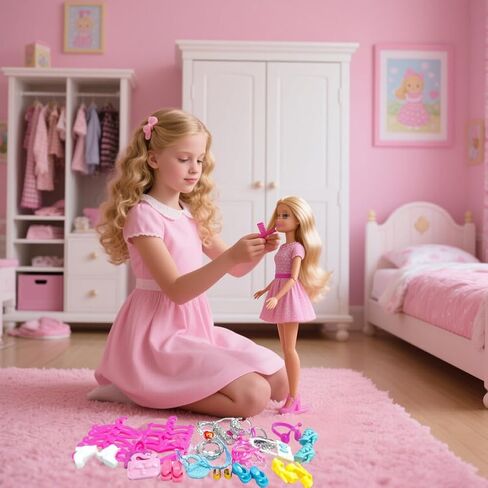 35 PCS Doll Accessory مجموعة دمى أزياء 11.5 بوصة: 5 تيجان عامة ، 5 قلادات ، 10 شماعات ، 5 أزواج أحذية ، 5 أكياس ، نظارات 2 أزواج ، 2 أساور ، 1 زوج من الدفاعات دمية. in Kuwait