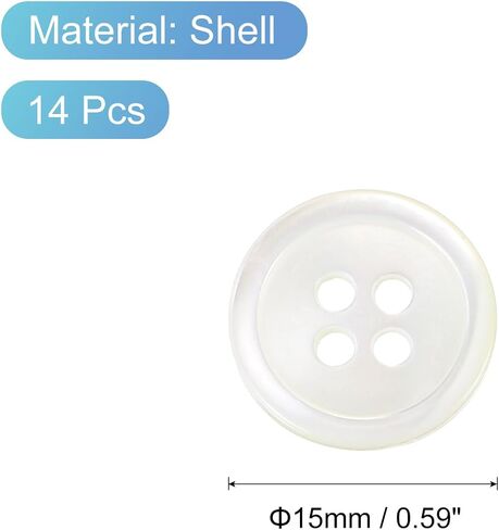 UXCELL 14 PCS أزرار قذيفة طبيعية ، 4 ثقب الأم من أزرار اللؤلؤ 15 ملم أزرار خياطة الحرف للخياطة القميص DIY الديكور ، أبيض/أحمر in Saudi Arabia
