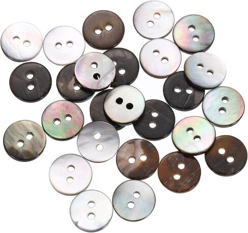 uxcell 25 Pcs Natural Shell Buttons, 2 Hole 10mm Mother of Pearl Buttons for Shirt Clothes Coats Suits Jacket Jeans Skirts Sewing Craft DIY Decoration, Black in Kuwait