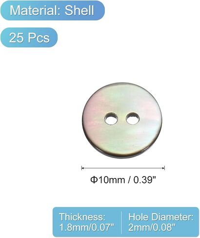 uxcell 25 Pcs Natural Shell Buttons, 2 Hole 10mm Mother of Pearl Buttons for Shirt Clothes Coats Suits Jacket Jeans Skirts Sewing Craft DIY Decoration, Black in Kuwait