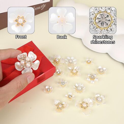 150pcs أزرار لؤلؤة راينستون ، 15 أنماط زخرفية زخرفة زهرة زهرة زهرة فو فو أزرار لؤلؤة للحرف اليدوية صنع مجوهرات الزفاف أكياس أكياس أحذية in Kuwait
