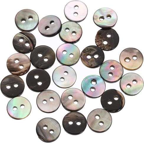 UXCELL 25 PCS أزرار قذيفة طبيعية ، 2 ثقب 10 ملم من أزرار اللؤلؤ للملابس القميصات معاطف الدعاوى جينز جينز التزحلق خياطة CRAFT DIY ديكور ، أسود in Saudi Arabia