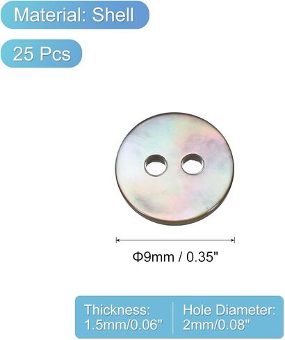 UXCELL 25 PCS أزرار قذيفة طبيعية ، 2 ثقب 10 ملم من أزرار اللؤلؤ للملابس القميصات معاطف الدعاوى جينز جينز التزحلق خياطة CRAFT DIY ديكور ، أسود in Saudi Arabia