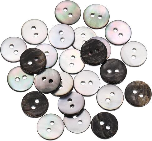 uxcell 25 Pcs Natural Shell Buttons, 2 Hole 10mm Mother of Pearl Buttons for Shirt Clothes Coats Suits Jacket Jeans Skirts Sewing Craft DIY Decoration, Black in Kuwait