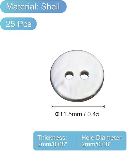uxcell 25 Pcs Natural Shell Buttons, 2 Hole 10mm Mother of Pearl Buttons for Shirt Clothes Coats Suits Jacket Jeans Skirts Sewing Craft DIY Decoration, Black in Kuwait