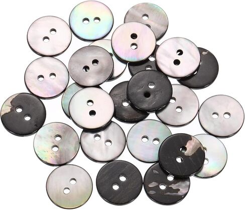uxcell 25 Pcs Natural Shell Buttons, 2 Hole 10mm Mother of Pearl Buttons for Shirt Clothes Coats Suits Jacket Jeans Skirts Sewing Craft DIY Decoration, Black in Kuwait