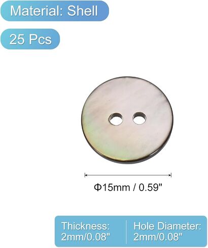 uxcell 25 Pcs Natural Shell Buttons, 2 Hole 10mm Mother of Pearl Buttons for Shirt Clothes Coats Suits Jacket Jeans Skirts Sewing Craft DIY Decoration, Black in Kuwait