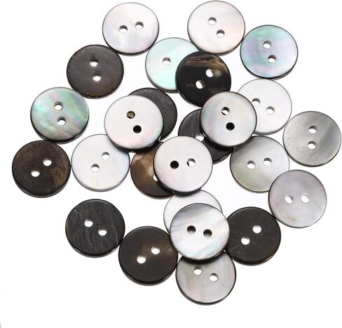 uxcell 25 Pcs Natural Shell Buttons, 2 Hole 10mm Mother of Pearl Buttons for Shirt Clothes Coats Suits Jacket Jeans Skirts Sewing Craft DIY Decoration, Black in Kuwait