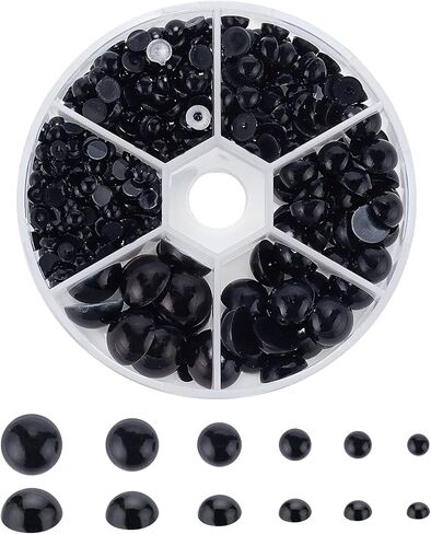 PH Pandahall Black Flat Flat Engleds ، 690pcs نصف جولة حبات اللؤلؤ 6 أحجام لؤلؤة كابوشون فو ، حبات لؤلؤة لؤلؤة ل DIY علبة الزفاف ، in Saudi Arabia