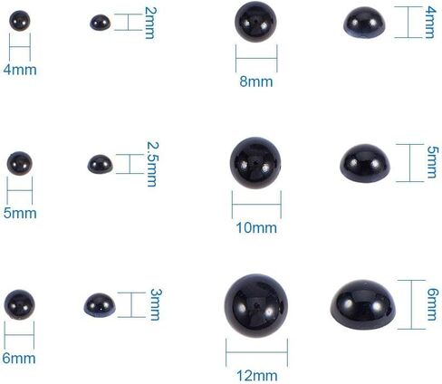 PH Pandahall Black Flat Flat Engleds ، 690pcs نصف جولة حبات اللؤلؤ 6 أحجام لؤلؤة كابوشون فو ، حبات لؤلؤة لؤلؤة ل DIY علبة الزفاف ، in Saudi Arabia