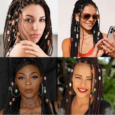 38Pcs Wooden Hair Beads for Braids and Dreadlocks, Loc Jewelry Bead for Black Women and Men, Multi Shape Beads for Necklace Bracelet Hair DIY Craft Handmade Decoration Dreadlock Accessories in Saudi Arabia