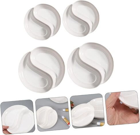 Doitool Tai Ji Paint Paint Palette Set 4pcs Round Round Roaterlor Mixing Drays for Artists Fair Paint Mutray in Saudi Arabia