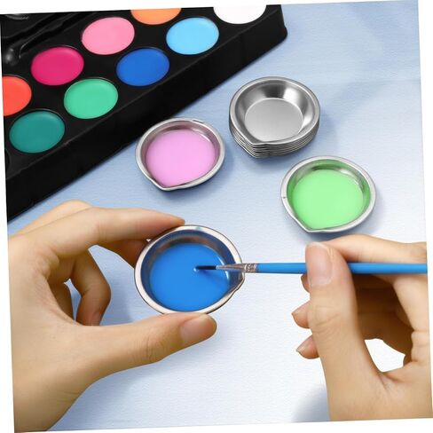 STOBOK 12Pcs Stainless Steel Color Palette Durable Metal Mixing Trays for Home Store Use Lightweight and Easy to Hold for Painting and Art Projects in Saudi Arabia