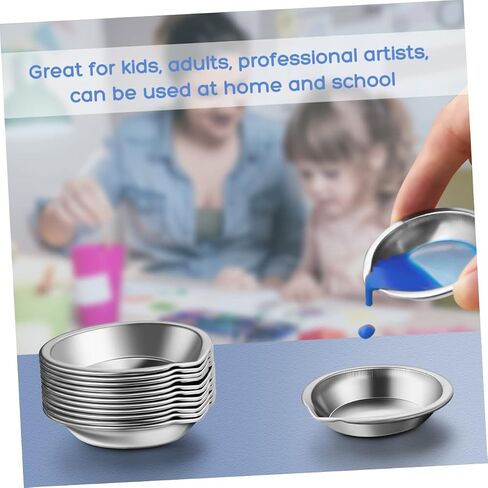 STOBOK 12Pcs Stainless Steel Color Palette Durable Metal Mixing Trays for Home Store Use Lightweight and Easy to Hold for Painting and Art Projects in Saudi Arabia