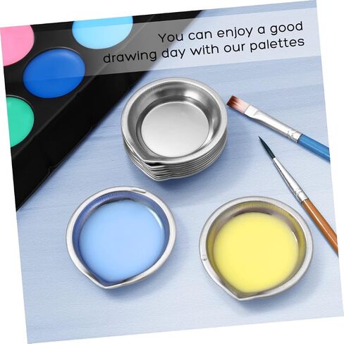 STOBOK 12Pcs Stainless Steel Color Palette Durable Metal Mixing Trays for Home Store Use Lightweight and Easy to Hold for Painting and Art Projects in Saudi Arabia