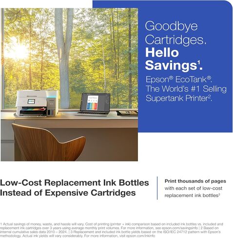 Epson EcoTank ET-4950 Wireless All-in-One Color Supertank Printer with up to 3 Years of Ink, Refillable Tanks, Perfect for Office, 18 PPM, 2.4" Color Touchscreen, Auto Document Feeder – White in Saudi Arabia